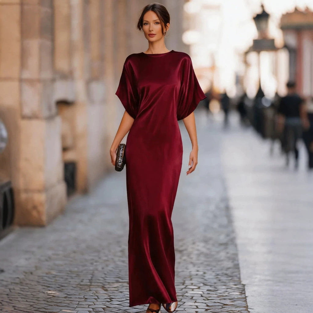 Maxi Dress Women's Elegant Long Sleeve Batwing - 2 - Rokvane