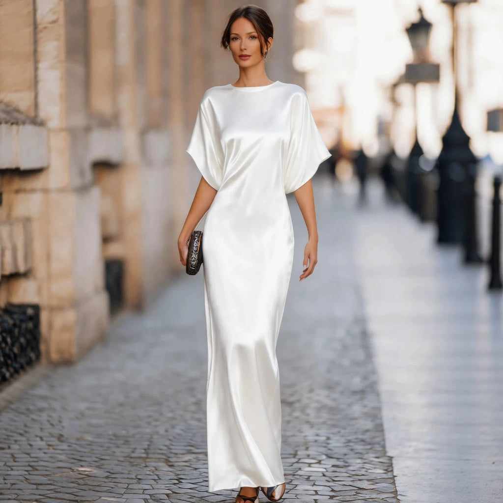 Maxi Dress Women's Elegant Long Sleeve Batwing - 6 - Rokvane