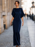 Maxi Dress Women's Elegant Long Sleeve Batwing - 8 - Rokvane