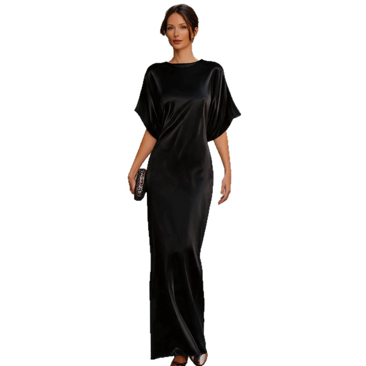 Maxi Dress Women's Elegant Long Sleeve Batwing - 9 - Rokvane