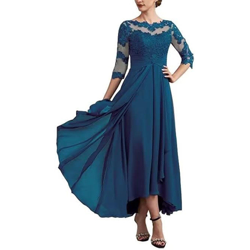 Evening Dress Women - A-line Silhouette with Elegant Lace Detail - 6 - Rokvane