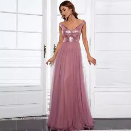 Evening Dress Women - Deep-V Neckline & Flattering A-Line Silhouette - 6 - Rokvane