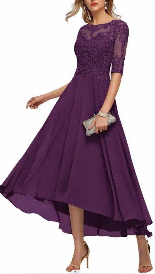 High Low Evening Dress for Women - Elegant A-Line Silhouette - 8 - Rokvane