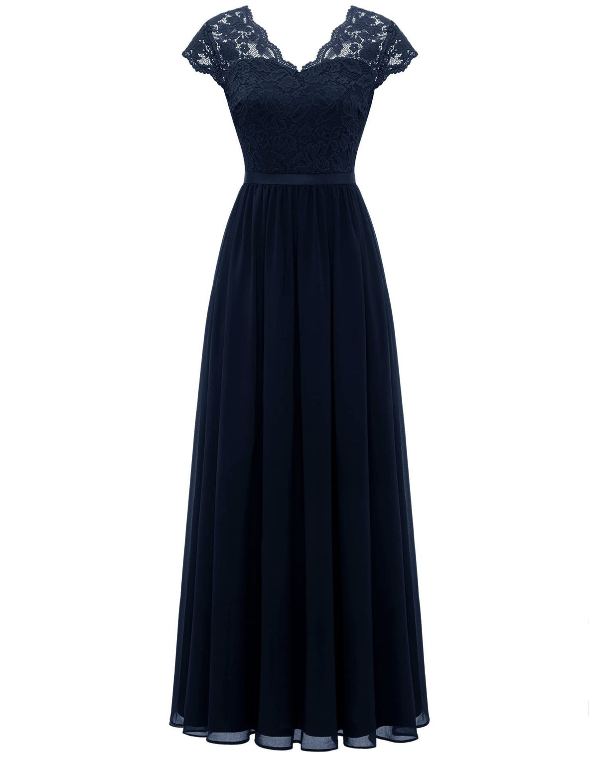 Maxi Dress Women V-Neck Lace 3/4 Sleeve Flattering Fit - 13 - Rokvane