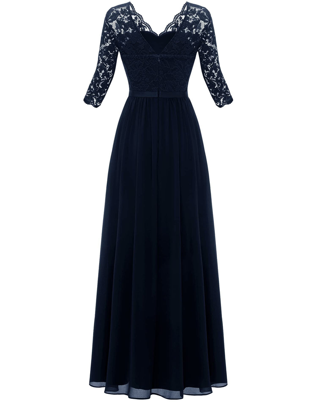 Maxi Dress Women V-Neck Lace 3/4 Sleeve Flattering Fit - 25 - Rokvane