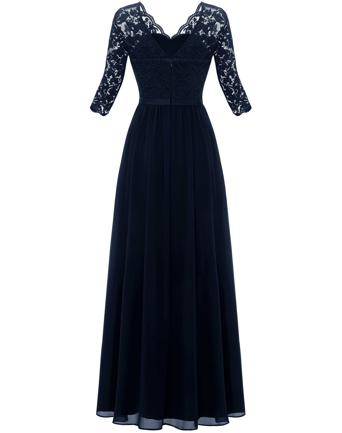 Maxi Dress Women V-Neck Lace 3/4 Sleeve Flattering Fit - 25 - Rokvane
