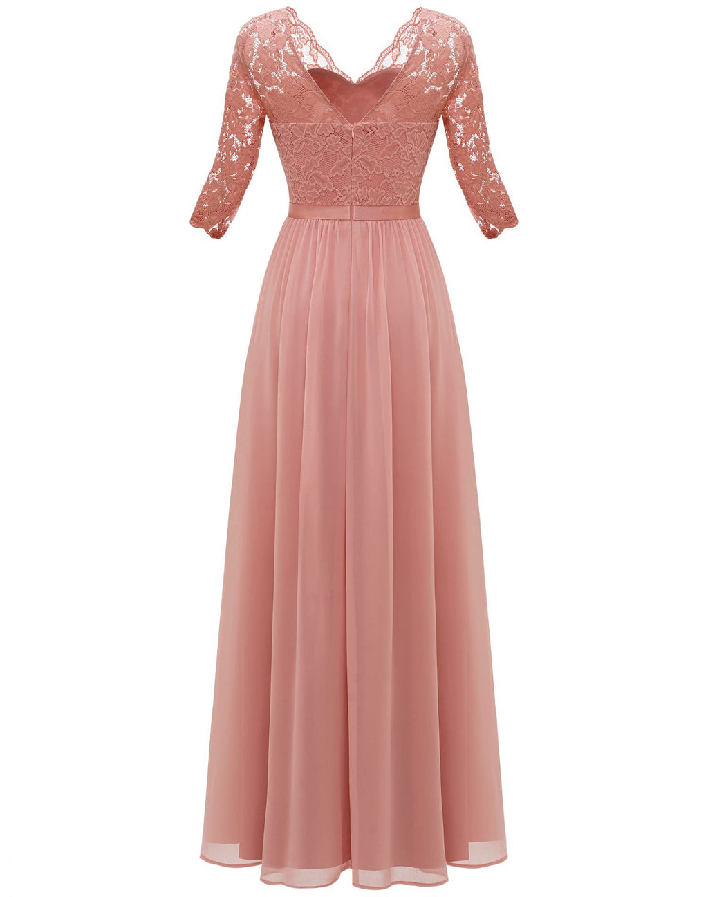 Maxi Dress Women V-Neck Lace 3/4 Sleeve Flattering Fit - 29 - Rokvane