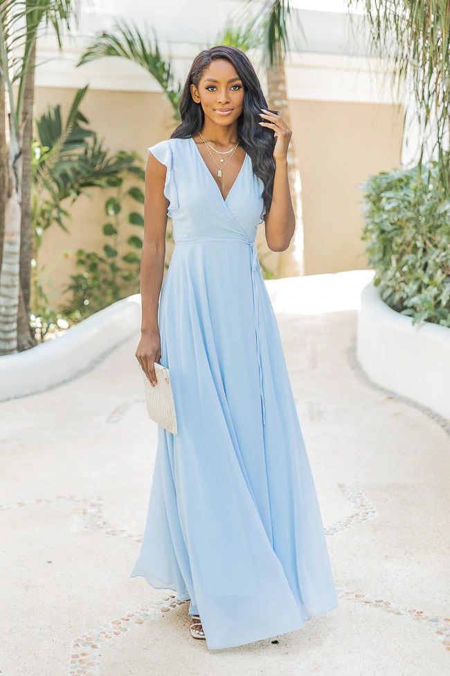 Maxi Dress Women V-neck Ruffled Sleeve Tie Waist - 5 - Rokvane