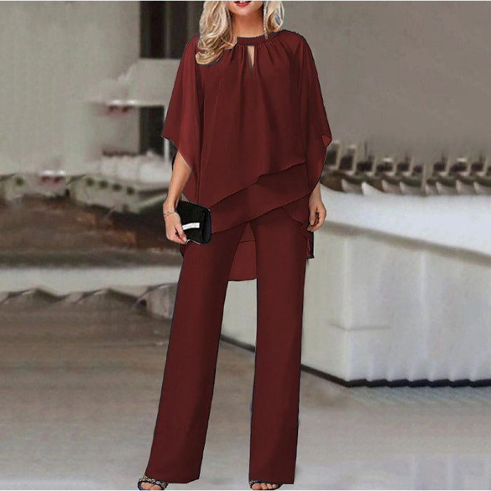 Two-Piece Set Women - Loose Fit Top and Trousers with Keyhole Detail - 1 - Rokvane