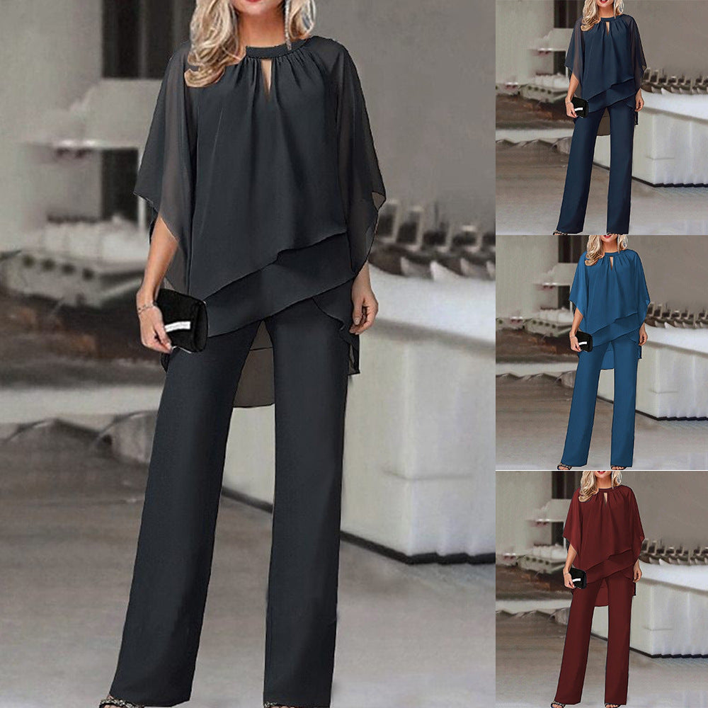 Two-Piece Set Women - Loose Fit Top and Trousers with Keyhole Detail - 7 - Rokvane