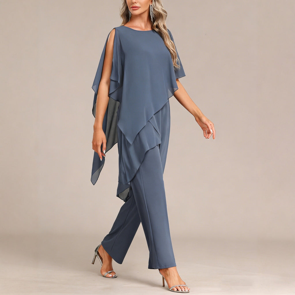 Two-Piece Set Women - Flattering Asymmetric Top and Loose-Fit Trousers - 6 - Rokvane
