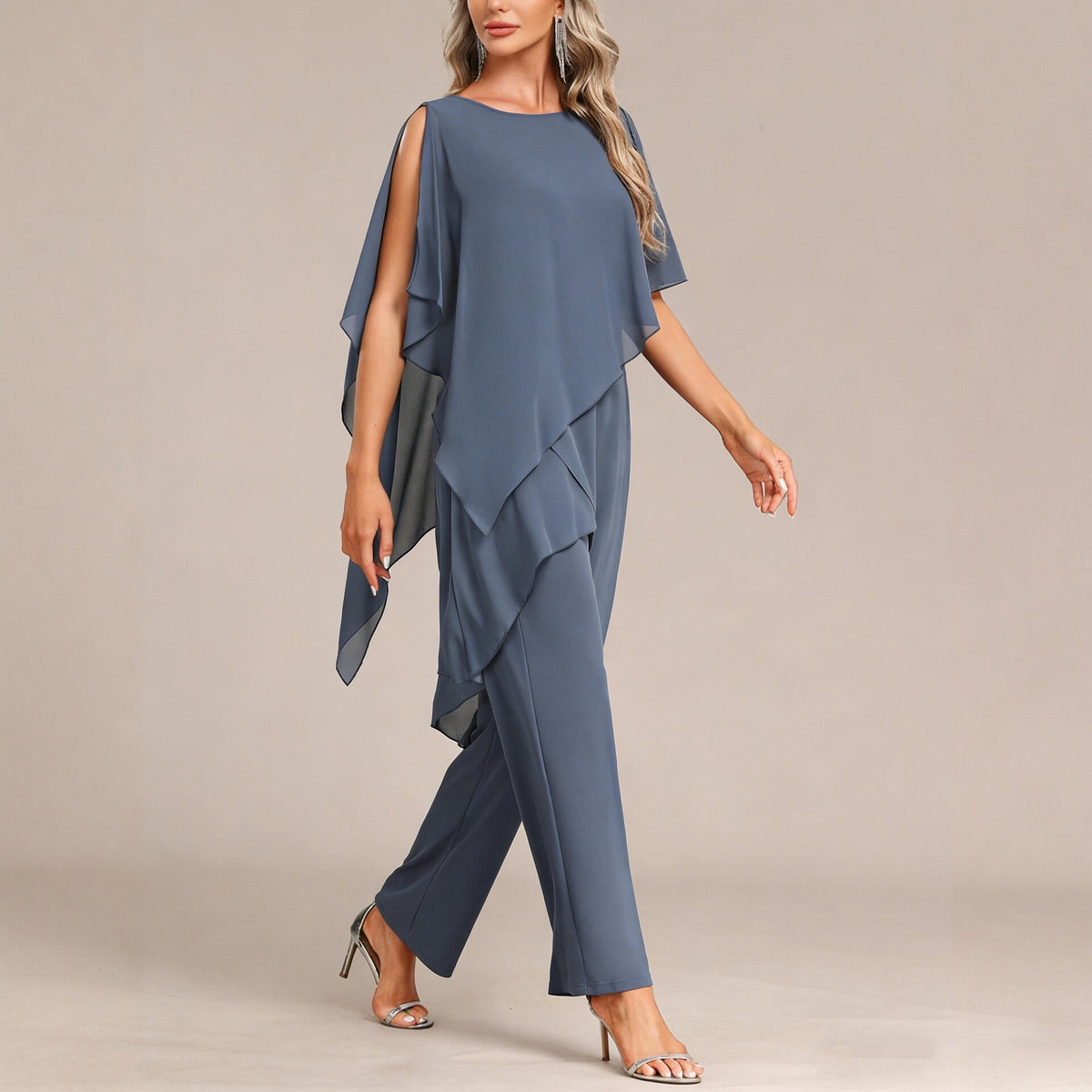 Two-Piece Set Women - Flattering Asymmetric Top and Loose-Fit Trousers - 6 - Rokvane