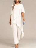 Two-Piece Set Women - Flattering Asymmetric Top and Loose-Fit Trousers - 8 - Rokvane