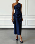 Evening Dress Women's One-Shoulder Style with Draped Detail - 2 - Rokvane