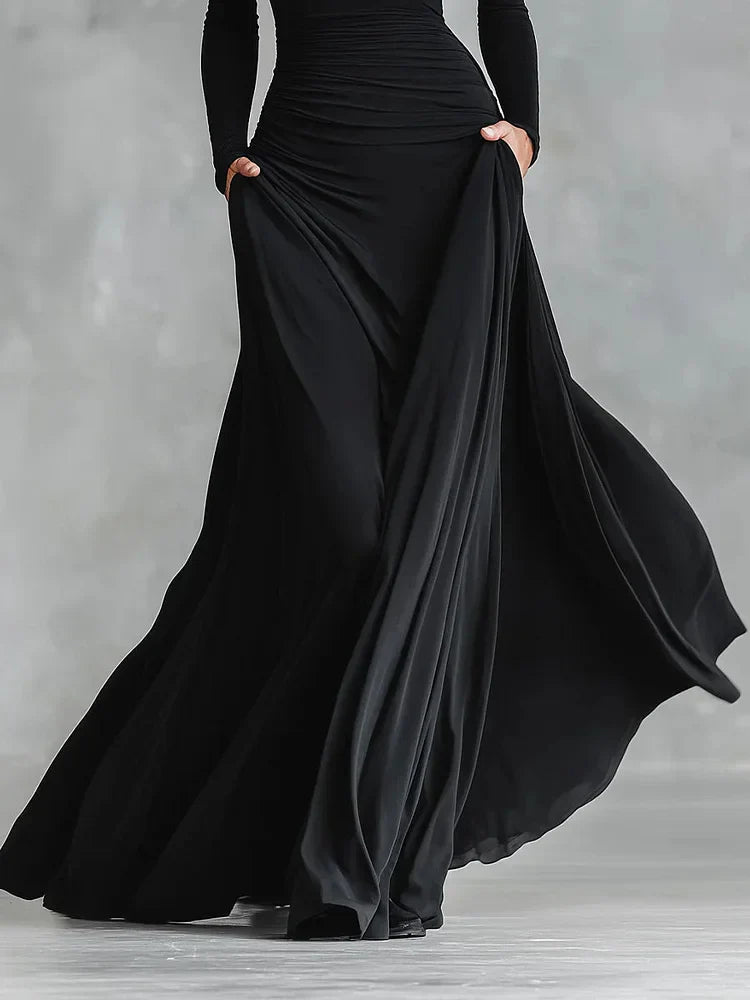 Maxi Dress for Women with Long Sleeves and Boat Neckline - 5 - Rokvane