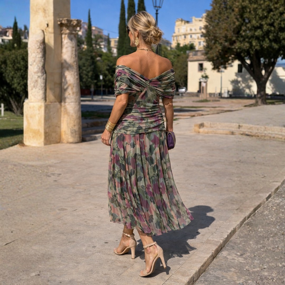 Maxi Dress for Women with Wrap Silhouette and Off-Shoulder Design - 6 - Rokvane