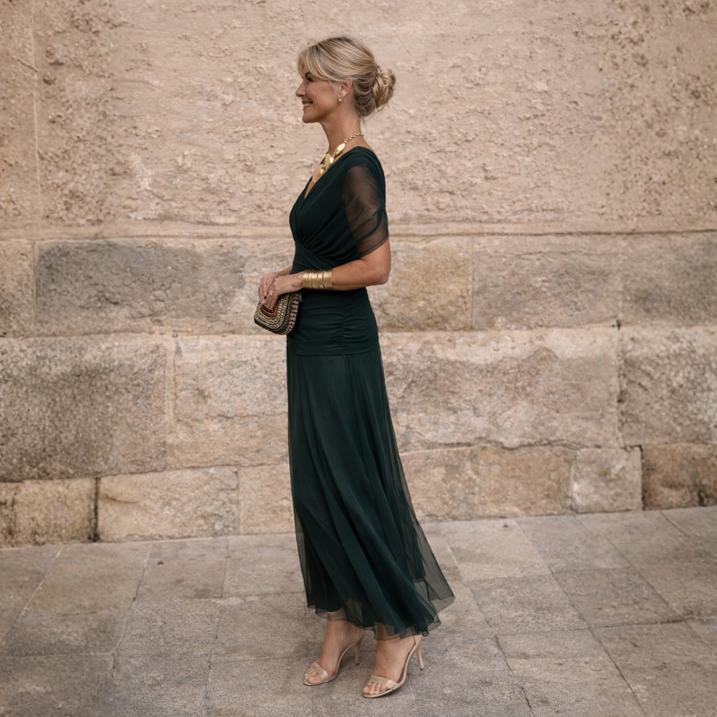 Maxi Dress for Women with Wrap Silhouette and Off-Shoulder Design - 9 - Rokvane