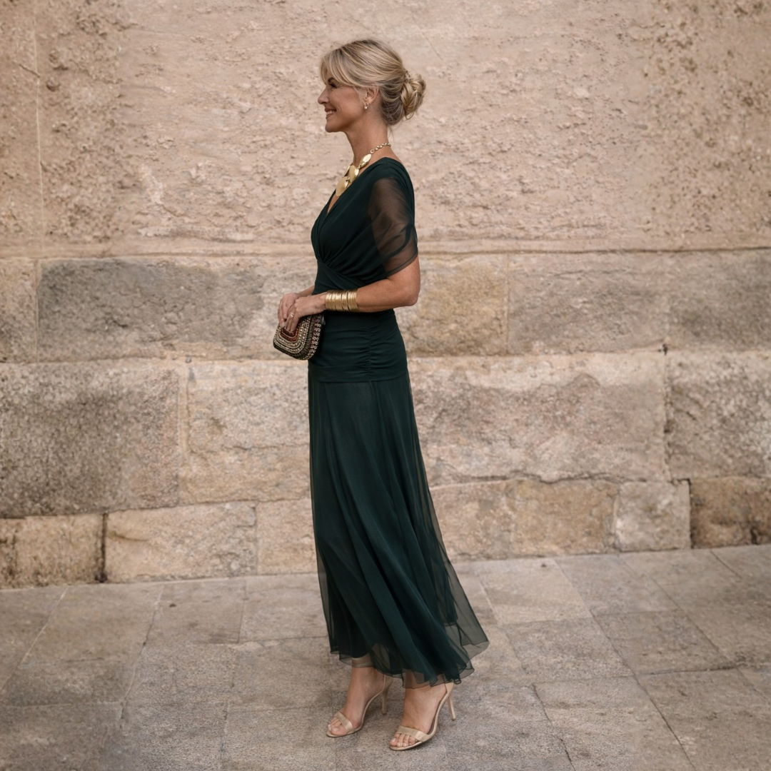 Maxi Dress for Women with Wrap Silhouette and Off-Shoulder Design - 9 - Rokvane