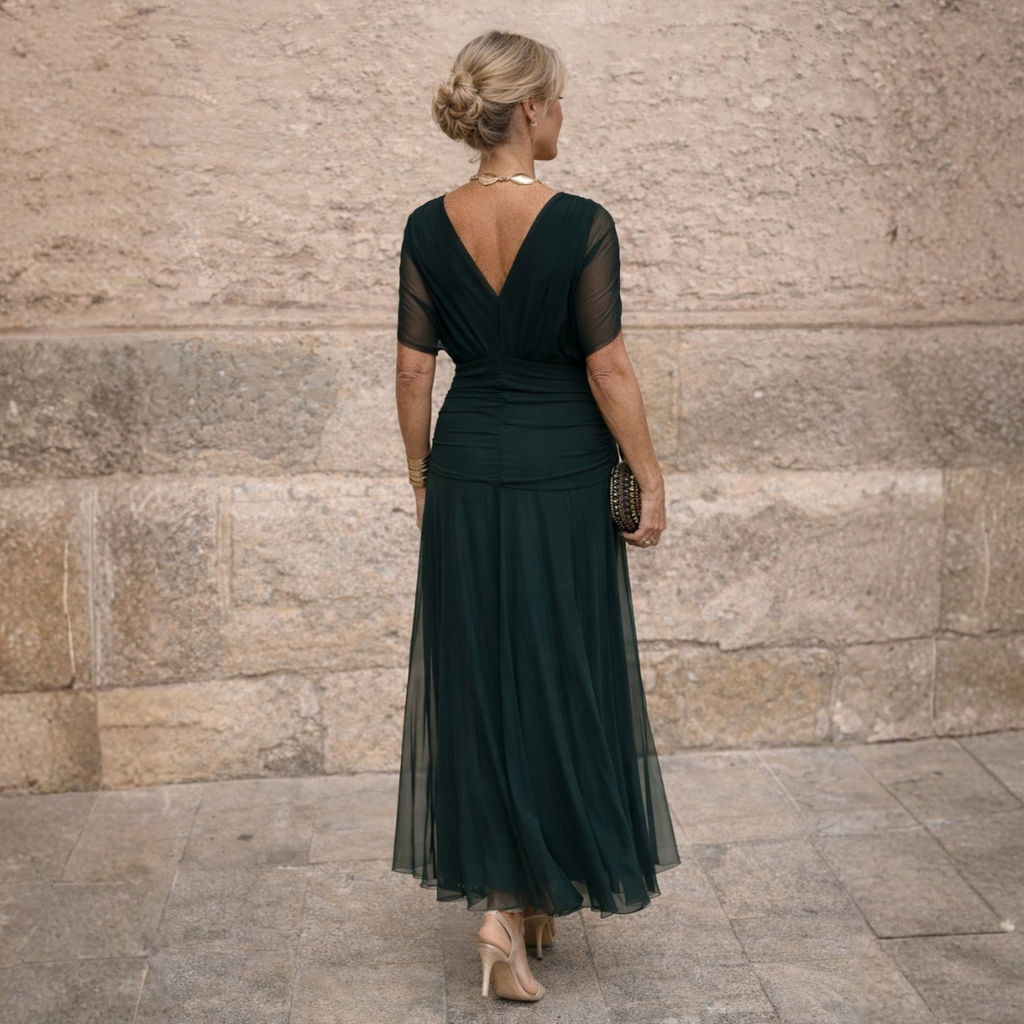 Maxi Dress for Women with Wrap Silhouette and Off-Shoulder Design - 10 - Rokvane
