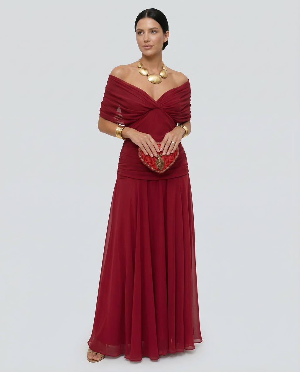 Evening Dress Women Off-Shoulder Maxi with Ruched Detail - 6 - Rokvane