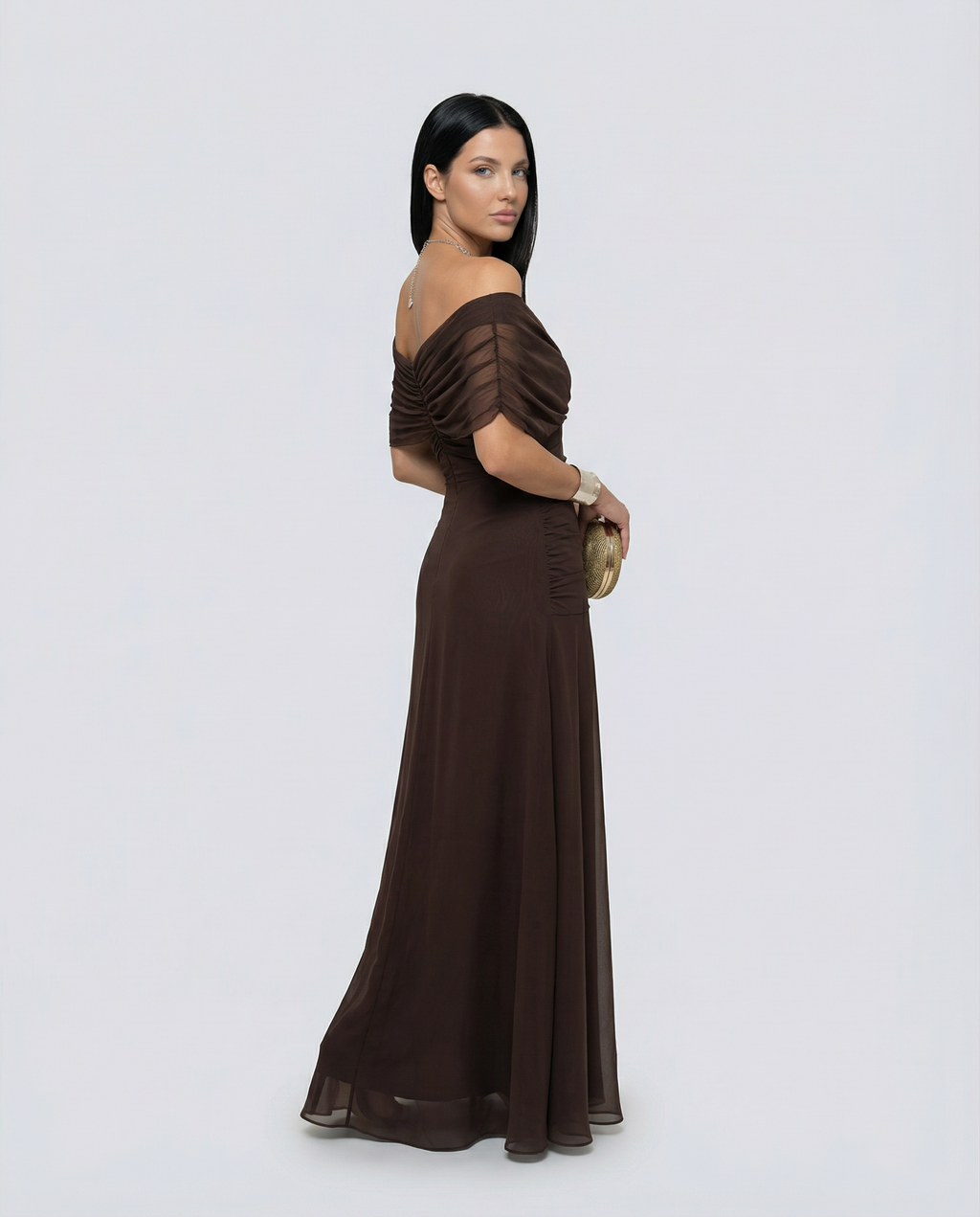 Evening Dress Women Off-Shoulder Maxi with Ruched Detail - 20 - Rokvane