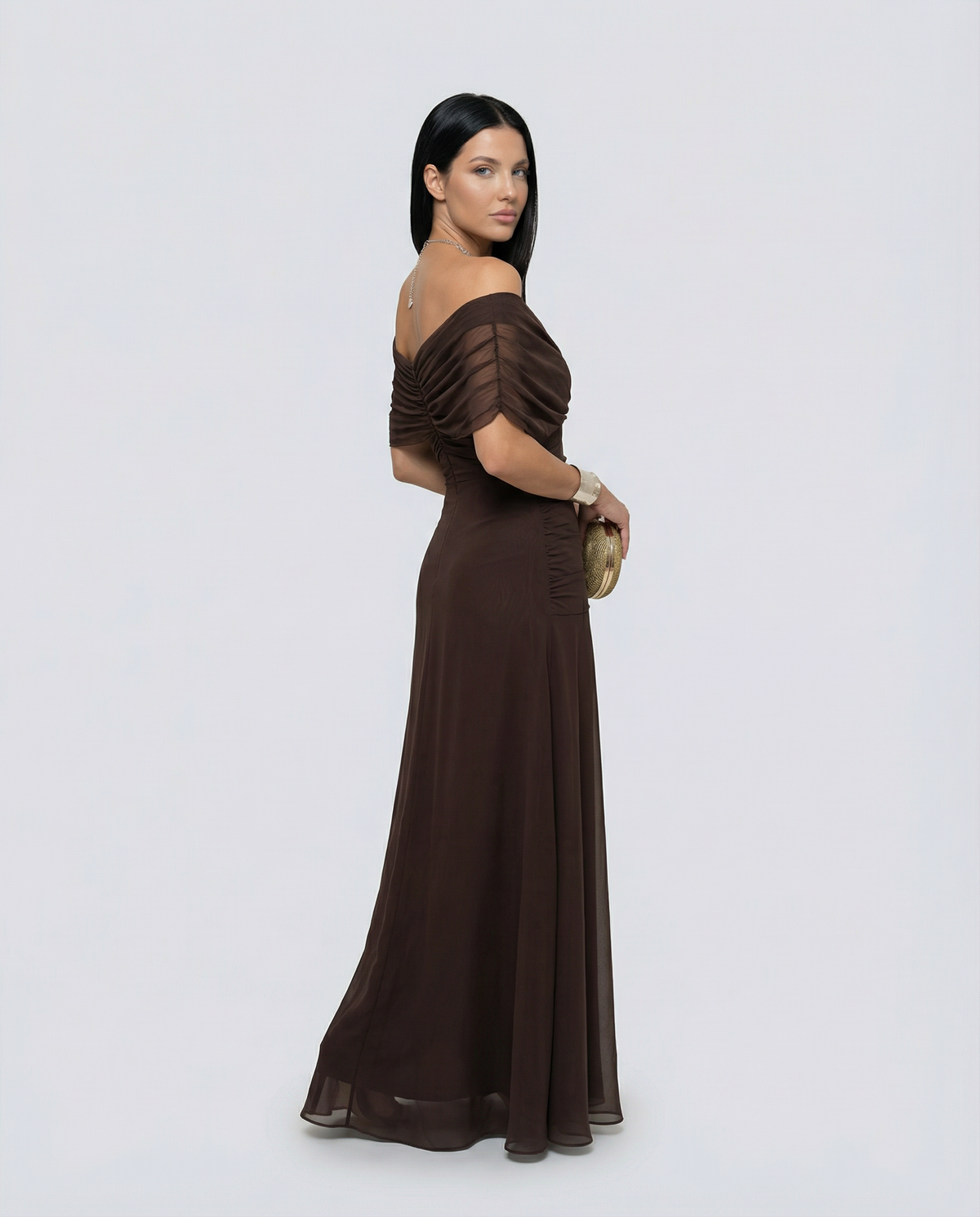 Evening Dress Women Off-Shoulder Maxi with Ruched Detail - 20 - Rokvane