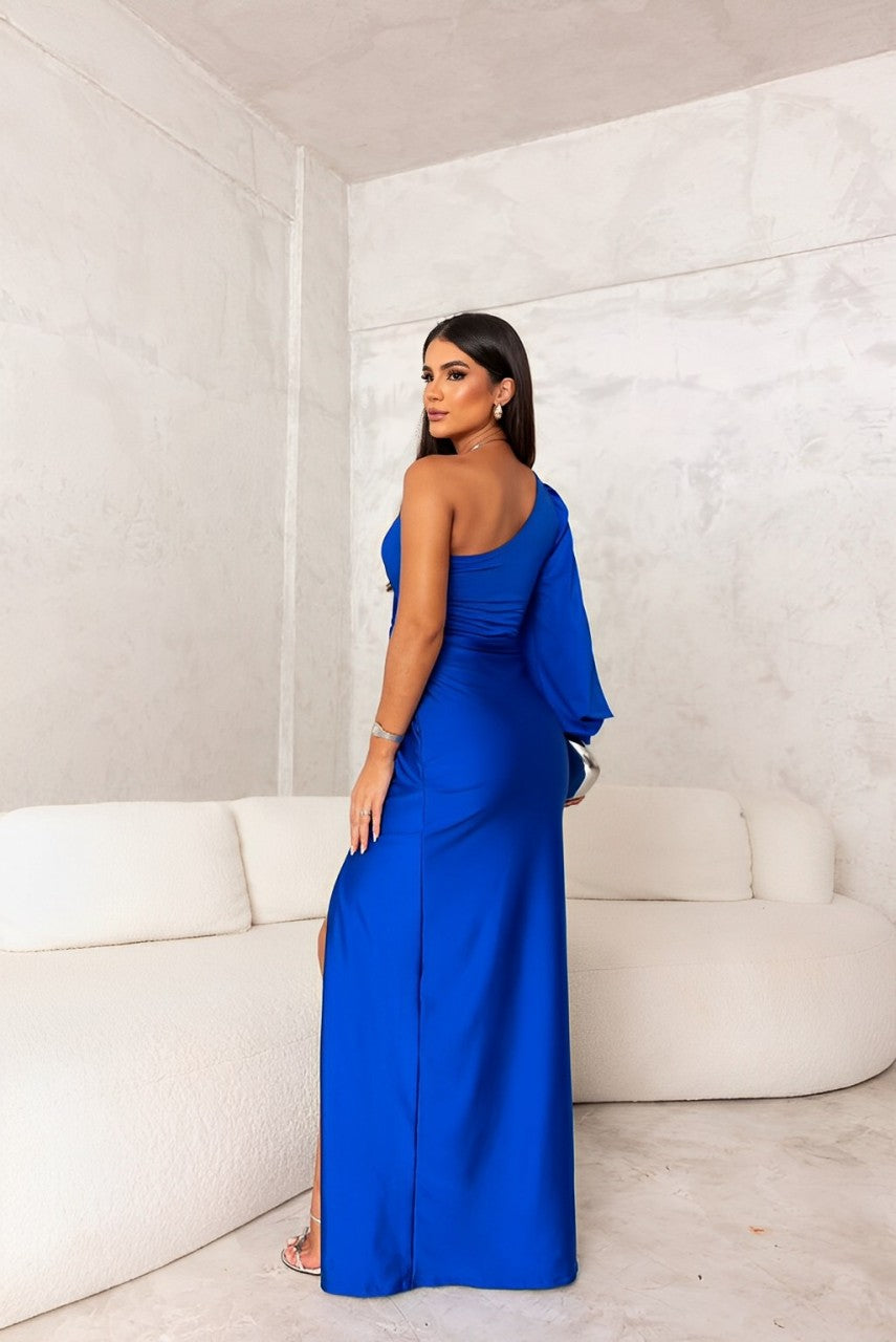 Evening Dress Women One-Shoulder Twist Design with Side Slit - 7 - Rokvane