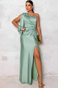 Evening Dress Women One-Shoulder Twist Design with Side Slit - 9 - Rokvane