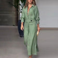 Maxi Dress for Women with Tie Waist and Long Sleeves - 1 - Rokvane