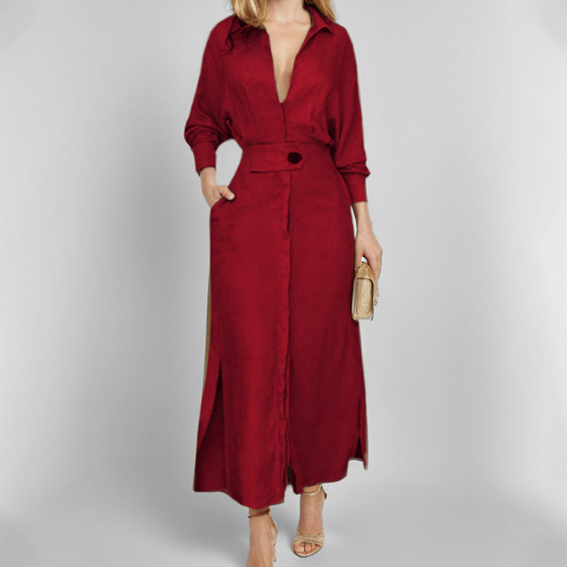 Maxi Dress for Women with Tie Waist and Long Sleeves - 6 - Rokvane