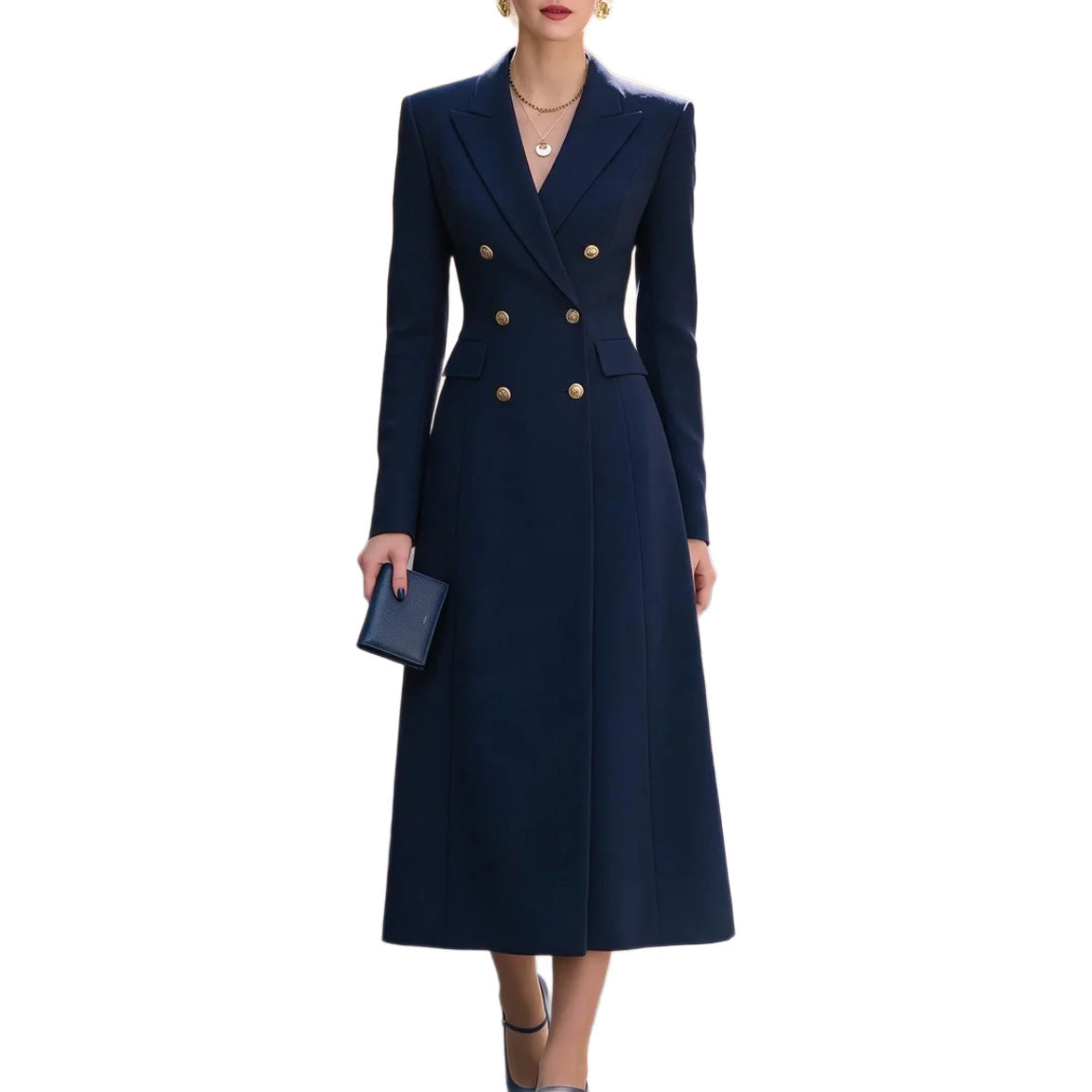 Maxi Dress Women's Tailored Fit with Double Breasted Design - 4 - Rokvane