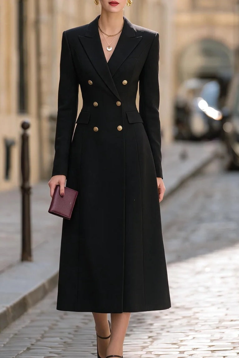 Maxi Dress Women's Tailored Fit with Double Breasted Design - 7 - Rokvane
