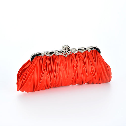 Clutch Bag Women Pleated Evening Bag with Floral Detail - 1 - Rokvane