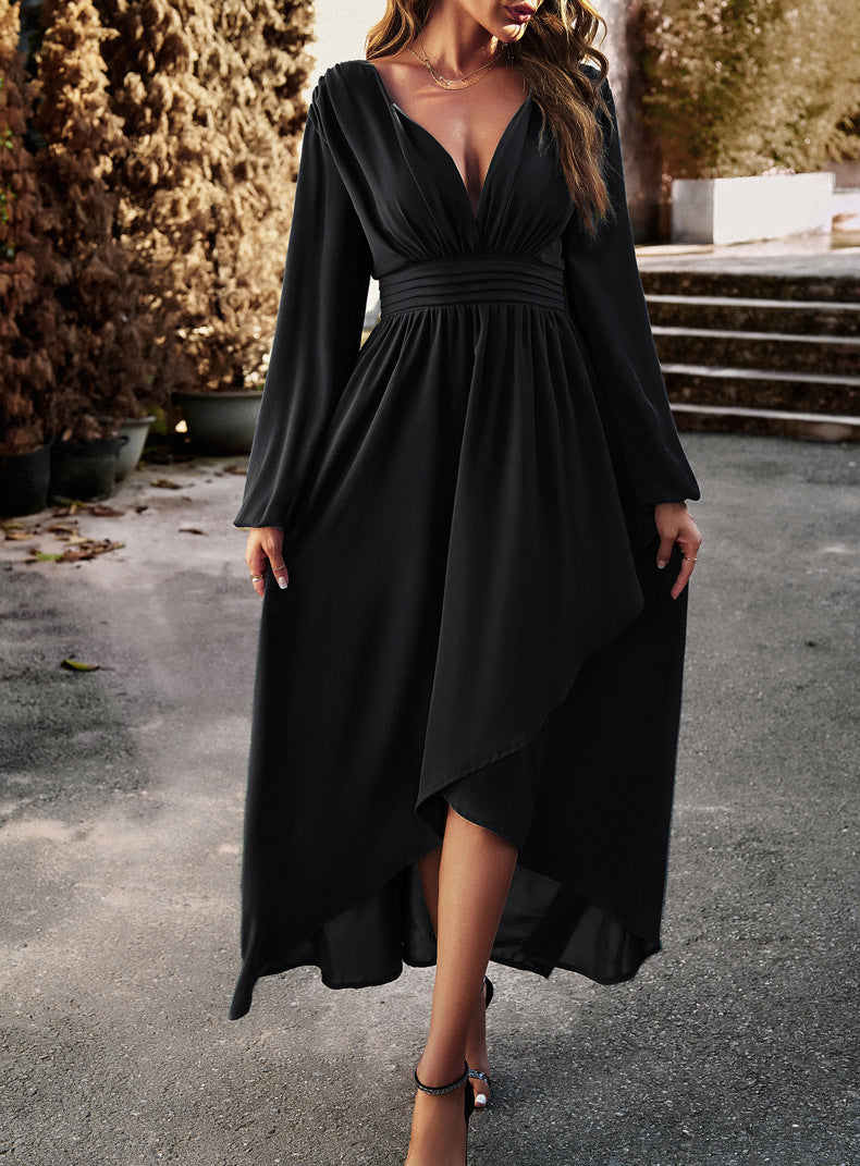 Maxi Dress Women's V-Neck Long Sleeve Wrap Design - 2 - Rokvane