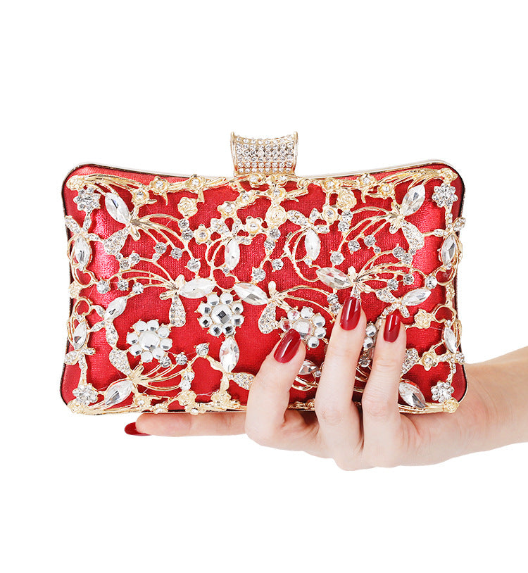 Evening Clutch Bag Women's Floral Embellished Design with Chain - 3 - Rokvane