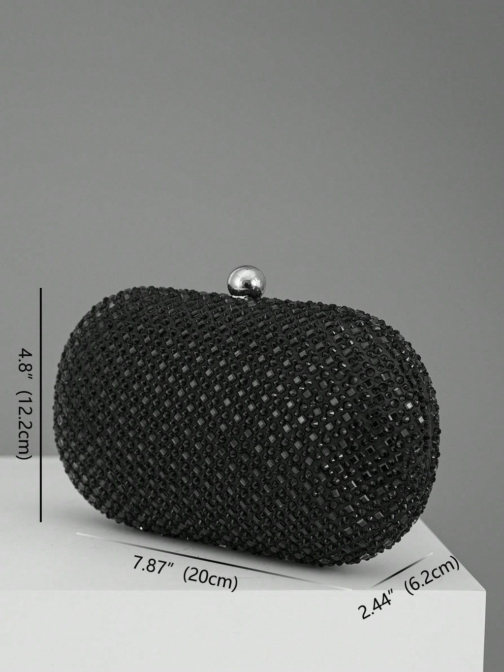 Women's Clutch Bag with Sparkling Design and Oval Shape - 4 - Rokvane