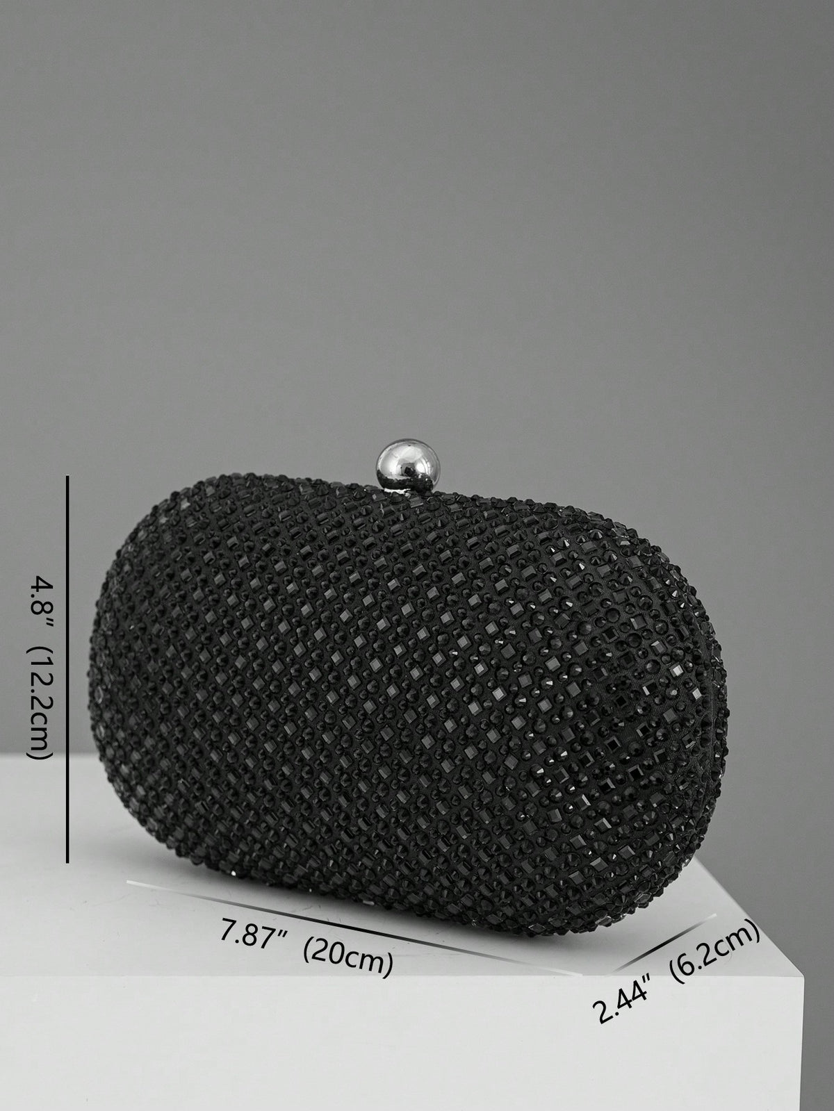 Women's Clutch Bag with Sparkling Design and Oval Shape - 4 - Rokvane