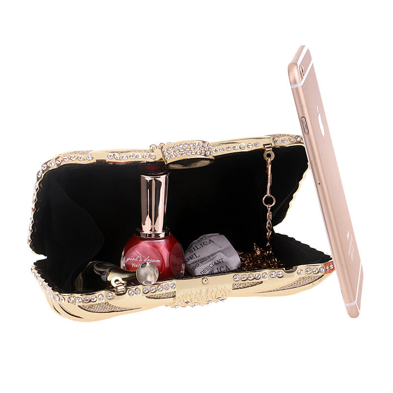 Clutch Bag Women Gold and Red Striped Design with Chain - 1 - Rokvane
