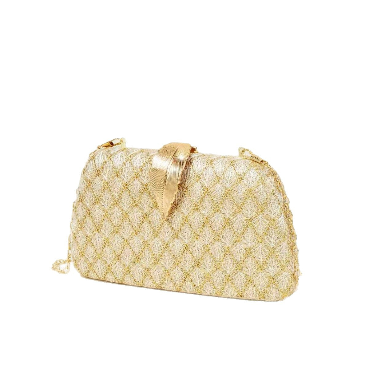 Evening Clutch Bag Women's Quilted Design with Leaf Detail - 4 - Rokvane