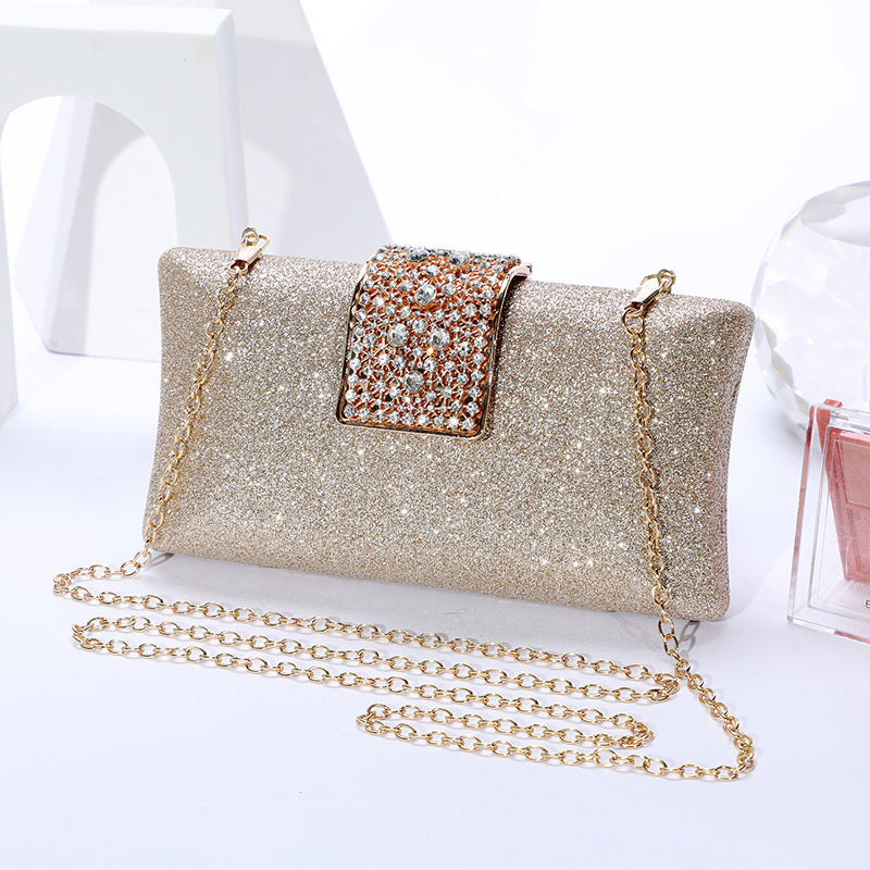 Evening Clutch Bag Women's Glitter Design with Rhinestone Detail - 5 - Rokvane