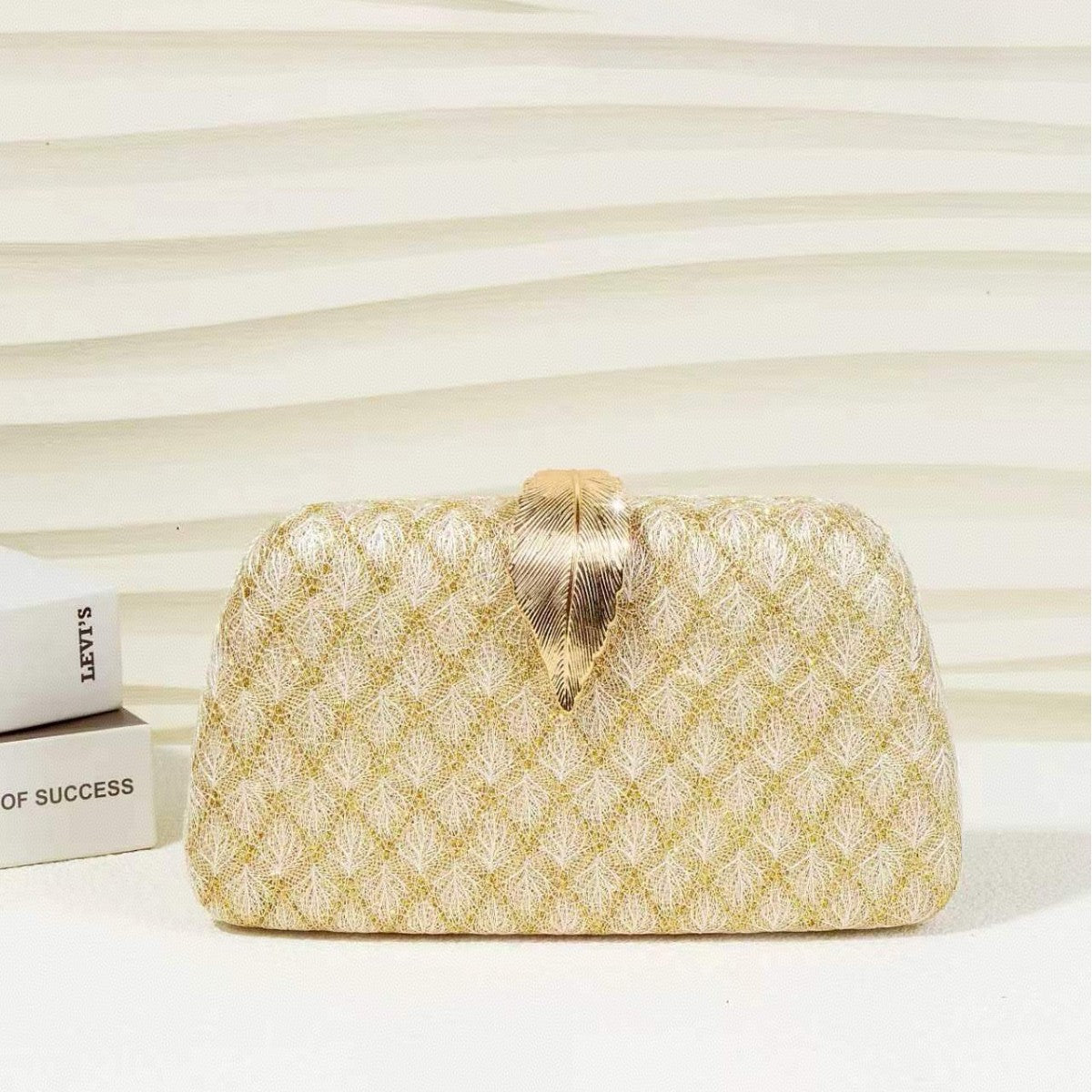 Evening Clutch Bag Women's Quilted Design with Leaf Detail - 5 - Rokvane