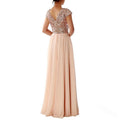 Evening Dress Women V-Neck Cap Sleeve A-Line Flattering Fit - 1 - Rokvane
