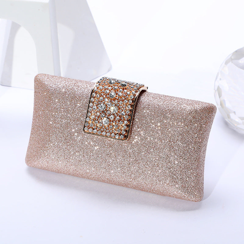 Evening Clutch Bag Women's Glitter Design with Rhinestone Detail - 2 - Rokvane