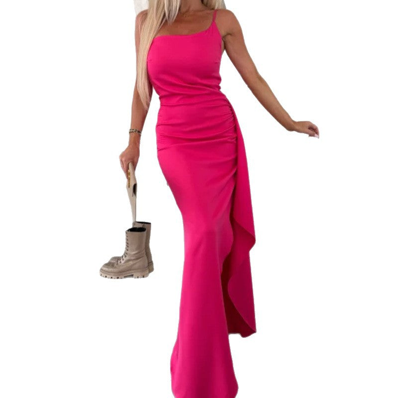 One-Shoulder Maxi Dress for Women with Slit and Flattering Fit - 8 - Rokvane