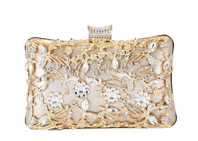 Evening Clutch Bag Women's Floral Embellished Design with Chain - 2 - Rokvane
