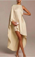 Asymmetrical Dress Women's One-Shoulder Design with Flowy Hem - 1 - Rokvane