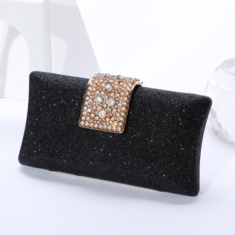 Evening Clutch Bag Women's Glitter Design with Rhinestone Detail - 3 - Rokvane
