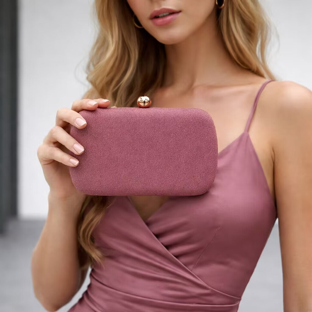 Clutch Bag Women's Pink Evening Bag with Chain Strap - 3 - Rokvane