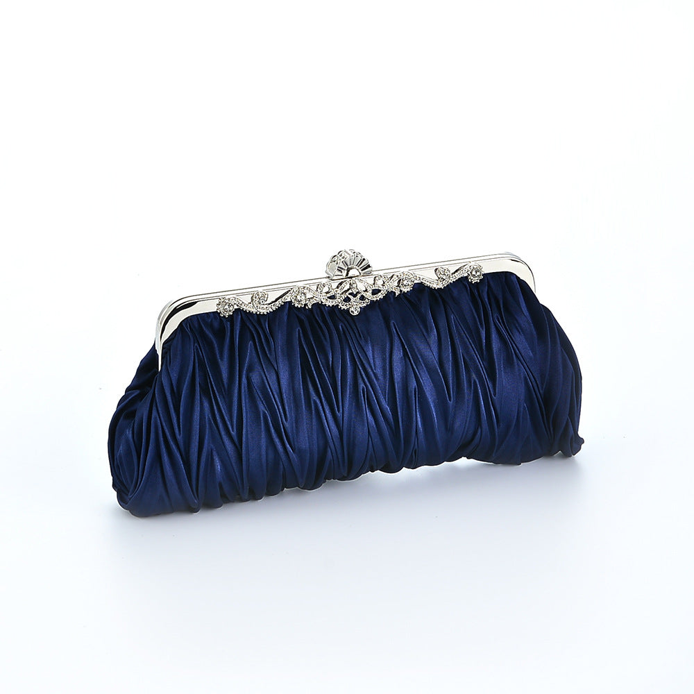 Clutch Bag Women Pleated Evening Bag with Floral Detail - 17 - Rokvane