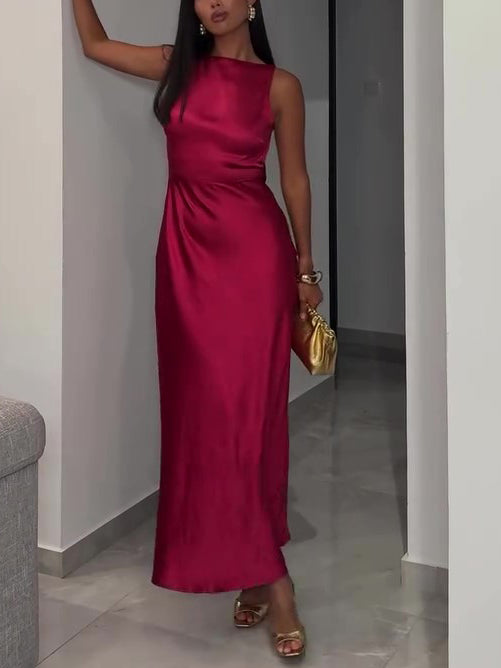 Maxi Dress Women's Fitted Backless Design with Elegant Silhouette - 1 - Rokvane